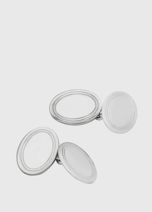 Sterling Silver Double Oval Cuff Links - Paul Stuart Featured