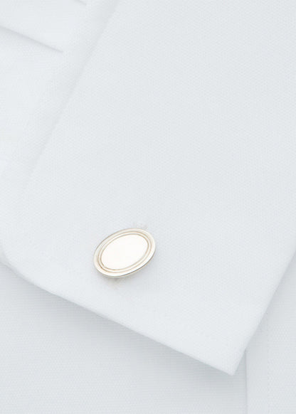 Sterling Silver Double Oval Cuff Links - Paul Stuart Featured