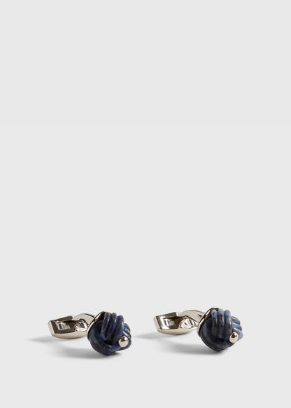 Sterling Silver with Sodalite Carved Knot Cufflinks - Paul Stuart Value