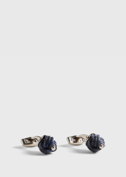 Sterling Silver with Sodalite Carved Knot Cufflinks - Paul Stuart Value