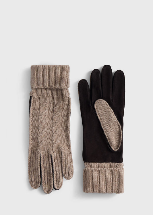 Suede & Cashmere Cable Knit Glove - Paul Stuart New