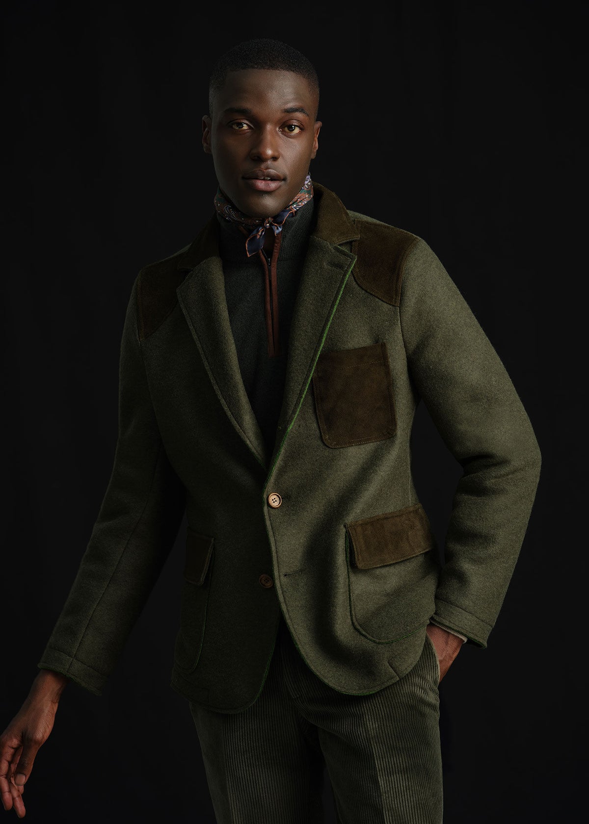 Wool Jacket with Suede Details - Paul Stuart Smart Buy