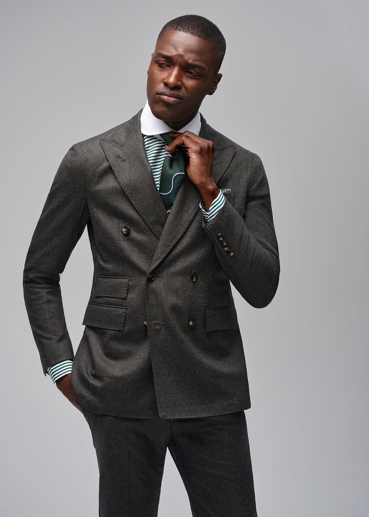 Double Breasted Wool Houndstooth Suit - Paul Stuart Recommended