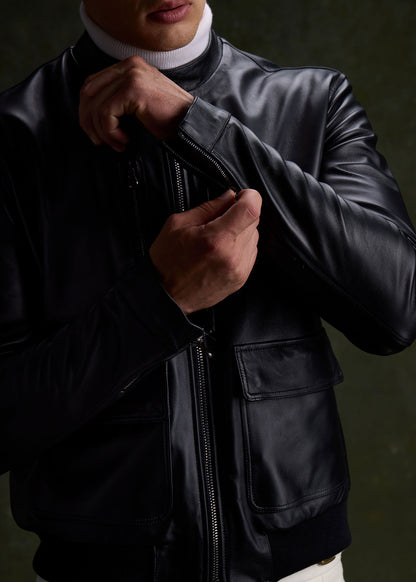 Modern Leather Bomber Jacket - Paul Stuart Sale