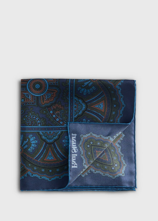 Micro Paisley Print Pocket Square - Paul Stuart Deals