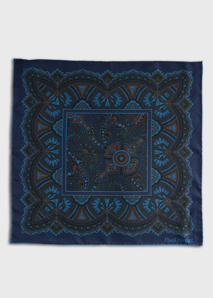 Micro Paisley Print Pocket Square - Paul Stuart Deals